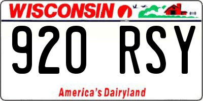 WI license plate 920RSY