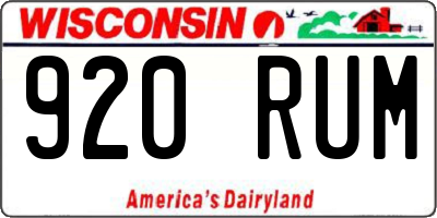 WI license plate 920RUM