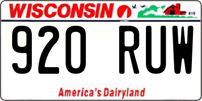 WI license plate 920RUW