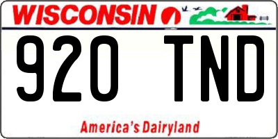 WI license plate 920TND