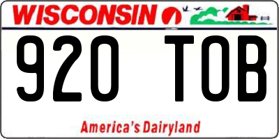 WI license plate 920TOB