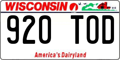 WI license plate 920TOD