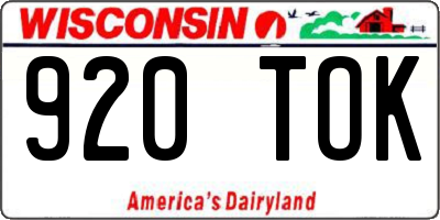 WI license plate 920TOK
