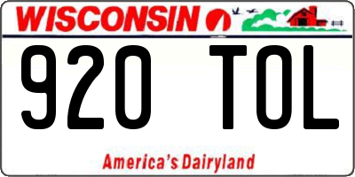 WI license plate 920TOL