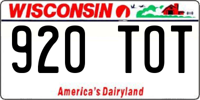 WI license plate 920TOT