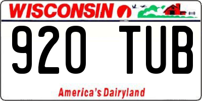 WI license plate 920TUB