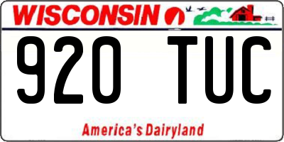 WI license plate 920TUC