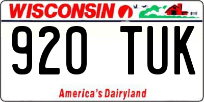 WI license plate 920TUK