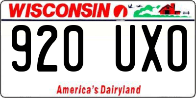 WI license plate 920UXO