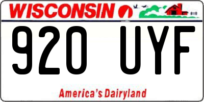 WI license plate 920UYF