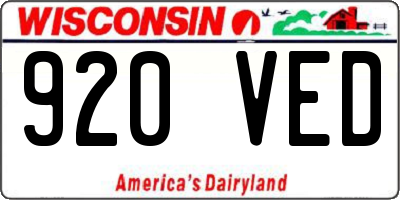 WI license plate 920VED