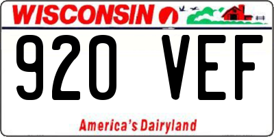WI license plate 920VEF