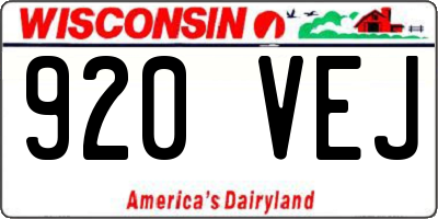WI license plate 920VEJ