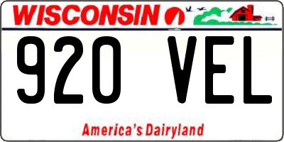 WI license plate 920VEL