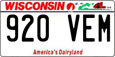WI license plate 920VEM