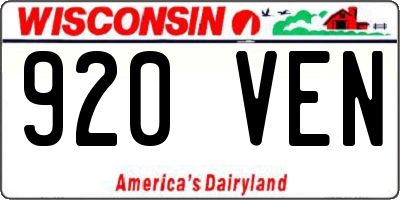 WI license plate 920VEN