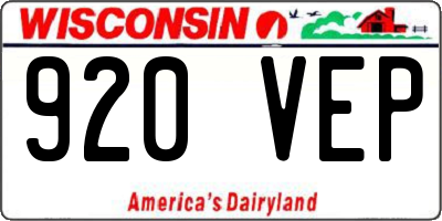 WI license plate 920VEP