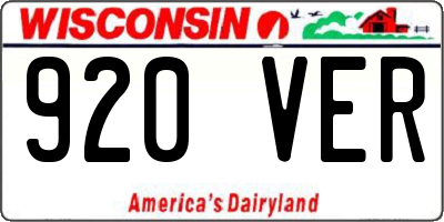 WI license plate 920VER