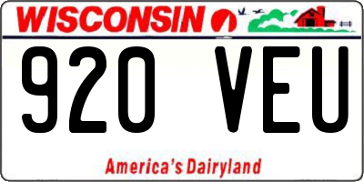 WI license plate 920VEU