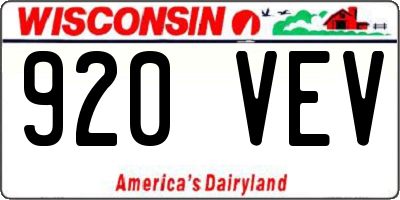 WI license plate 920VEV
