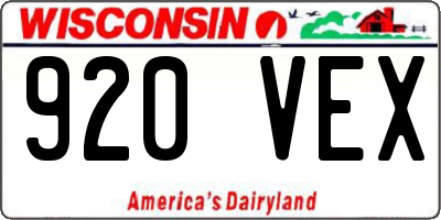 WI license plate 920VEX