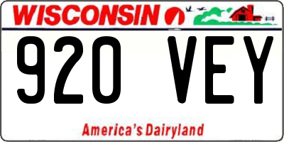 WI license plate 920VEY