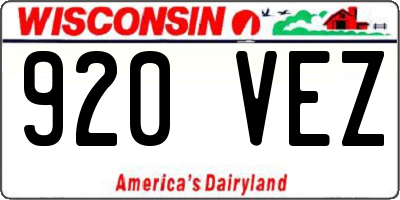 WI license plate 920VEZ