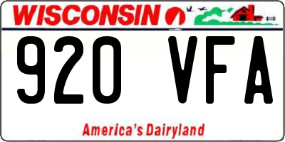 WI license plate 920VFA