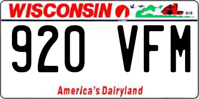WI license plate 920VFM