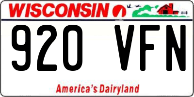 WI license plate 920VFN