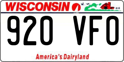 WI license plate 920VFO