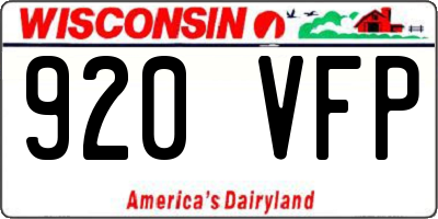 WI license plate 920VFP