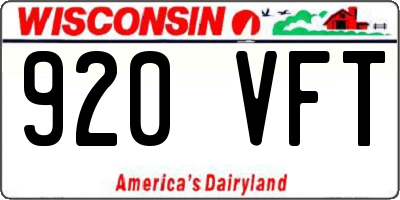 WI license plate 920VFT
