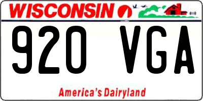 WI license plate 920VGA