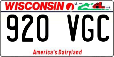 WI license plate 920VGC