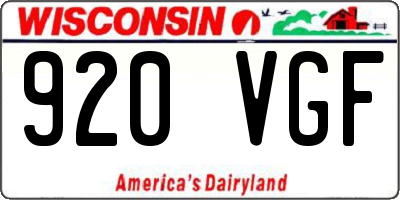 WI license plate 920VGF