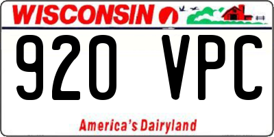 WI license plate 920VPC