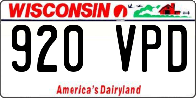 WI license plate 920VPD