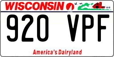 WI license plate 920VPF