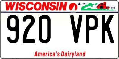WI license plate 920VPK