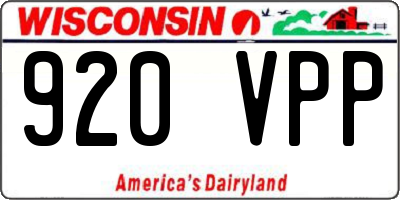 WI license plate 920VPP
