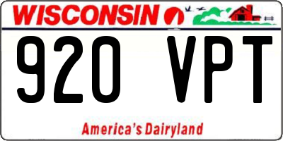 WI license plate 920VPT