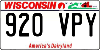 WI license plate 920VPY