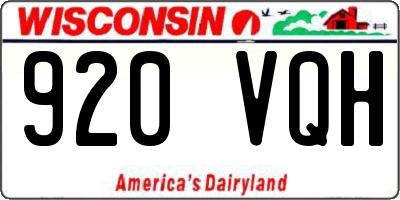 WI license plate 920VQH