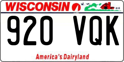 WI license plate 920VQK