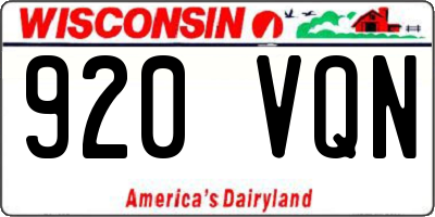 WI license plate 920VQN