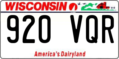 WI license plate 920VQR