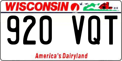 WI license plate 920VQT