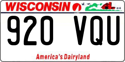 WI license plate 920VQU