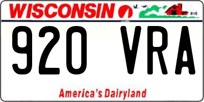 WI license plate 920VRA